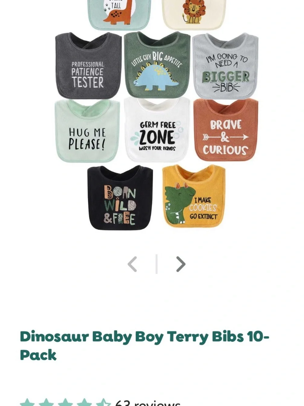 Kids Bibs Set - Assorted Mustard, Cream, Gray, Green, Rust, Teal -